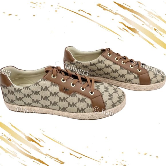Michael Kors Monogram Signature Logo Brown Sneaker Tennis Shoes Size 9.5M NWOT - Picture 9 of 10